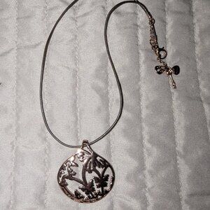 Fossil Rose Gold Floral Cutout Pendant Necklace 4570